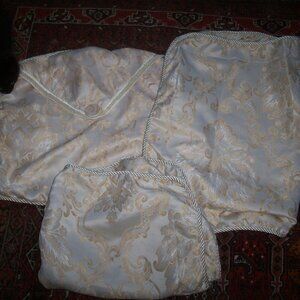 Standard Pillow Shams Two Jacquard  Formal Damask Vtg Pair + Decorative Cover